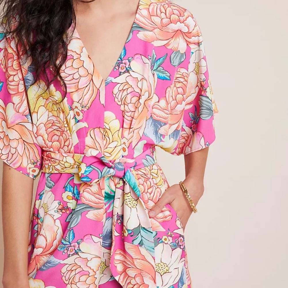 FARM Rio Floral Jumpsuit in Pink and Yellow